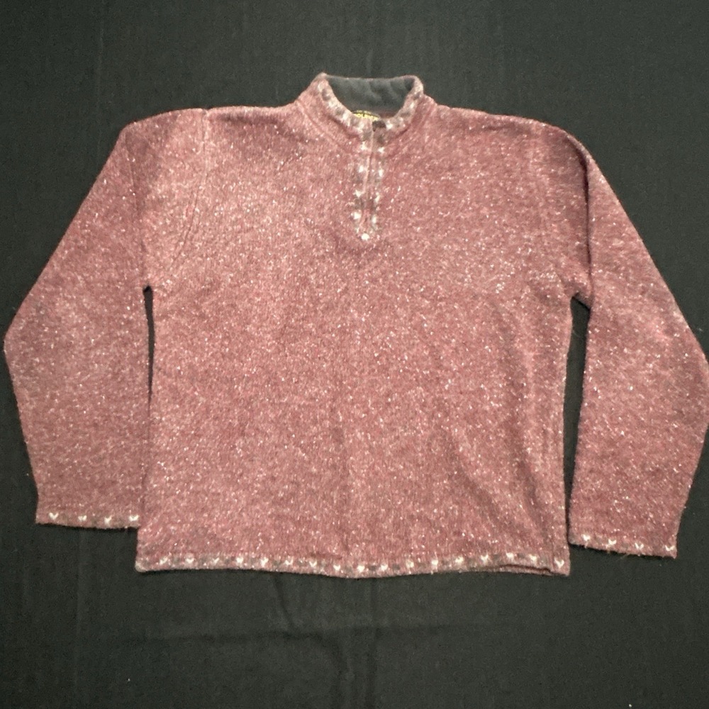 Woolrich 1/4 Zip Women's Medium Ruby Heather Ramie Wool Blend Sweater Cozy
